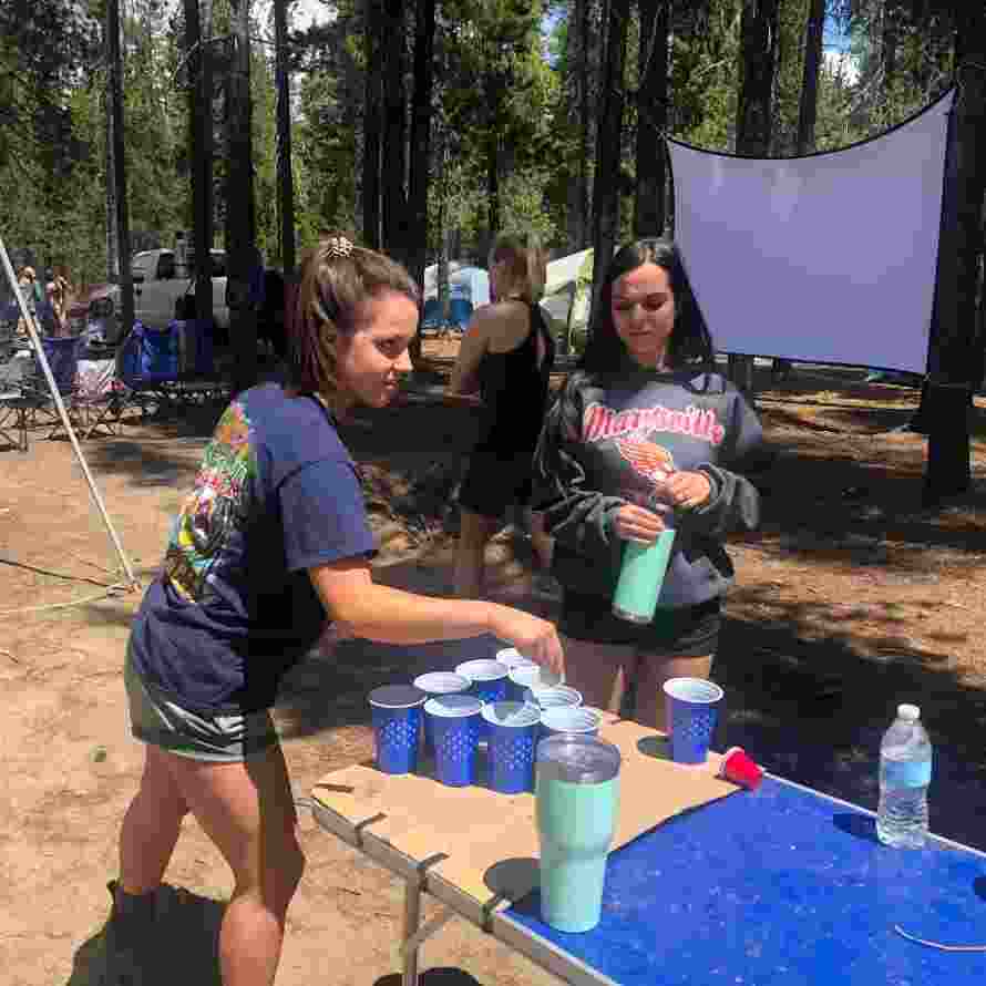 Campers playing Beer Pong